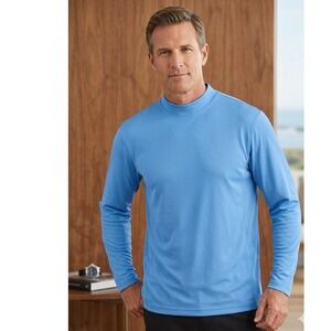 Tommy Armour Dri-Logic Golf Mock Neck Performance Long Sleeve Shirt Mens M Blue